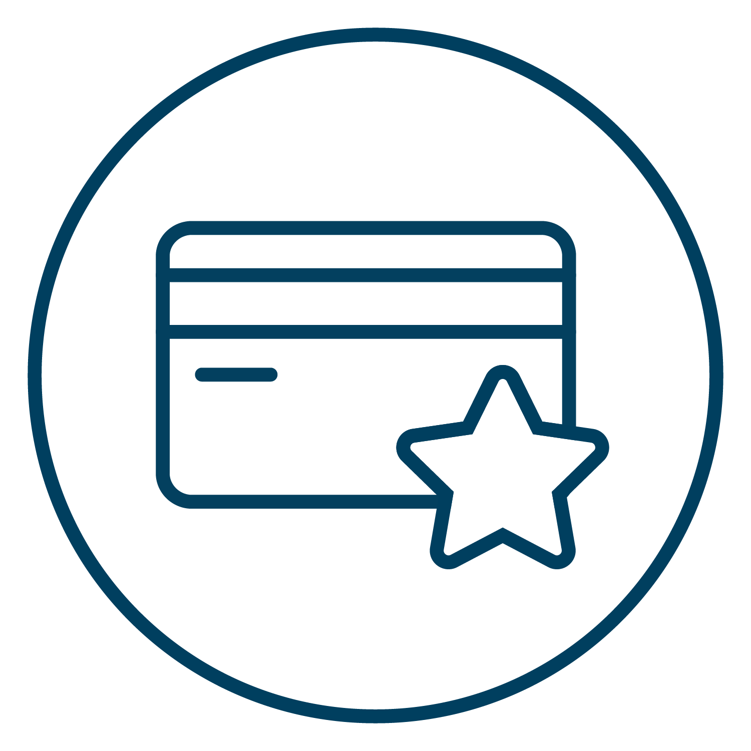 Credit card outline with star in circle