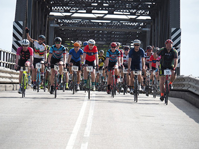 cyclists at the start line