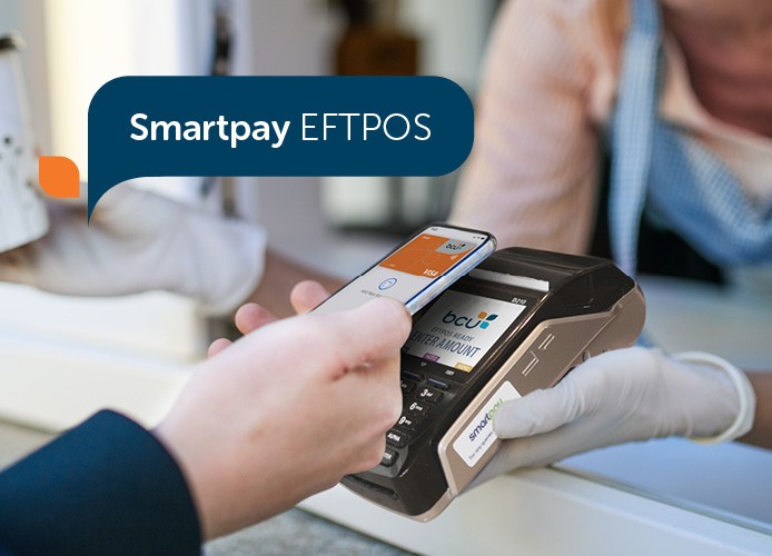 iPhone tapping on bcu Smartpay EFTPOS terminal