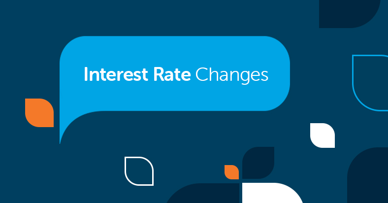 bcu blue leaf on navy blue background that reads 'Interest rate changes'